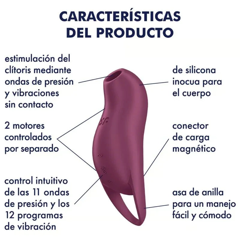 SATISFYER - POCKET PRO 1 ESTIMULADOR CLÍTORIS GRANATE - Nuvica