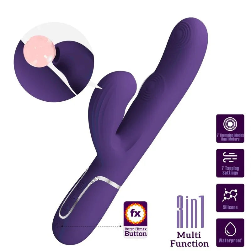 PRETTY LOVE - PERLITA VIBRADOR PUNTO G 3 EN 1 MULTIFUNCIÓN MORADO - Nuvica