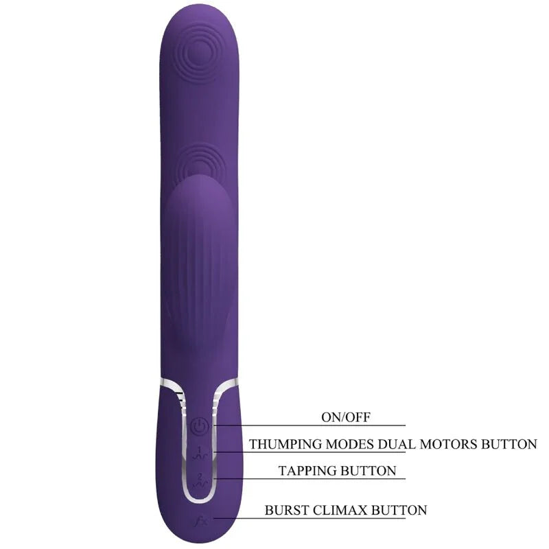 PRETTY LOVE - PERLITA VIBRADOR PUNTO G 3 EN 1 MULTIFUNCIÓN MORADO - Nuvica
