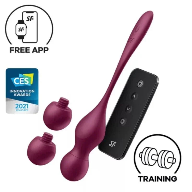 SATISFYER - LOVE BIRDS VARY BOLAS VIBRADORES APP GRATUITA ROJO VINO - Nuvica