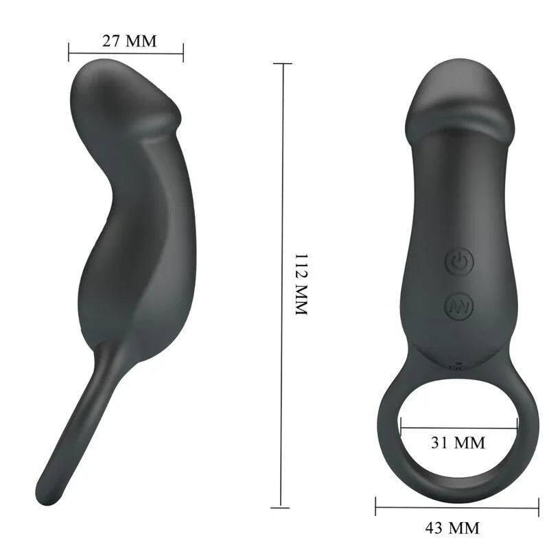 PRETTY LOVE - TRAE ANILLO VIBRADOR CON ESTIMULADOR NEGRO - Nuvica