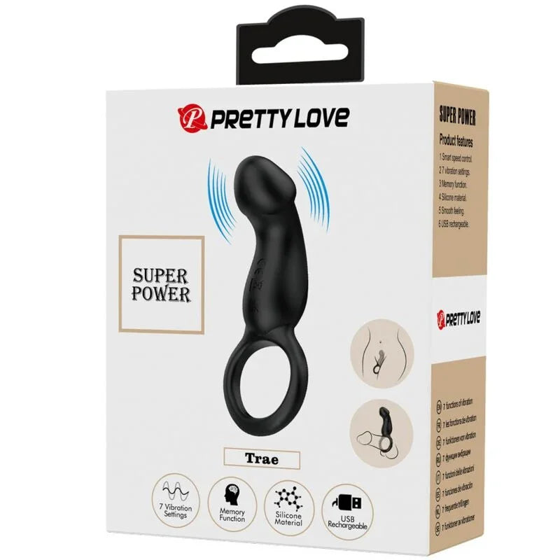 PRETTY LOVE - TRAE ANILLO VIBRADOR CON ESTIMULADOR NEGRO - Nuvica