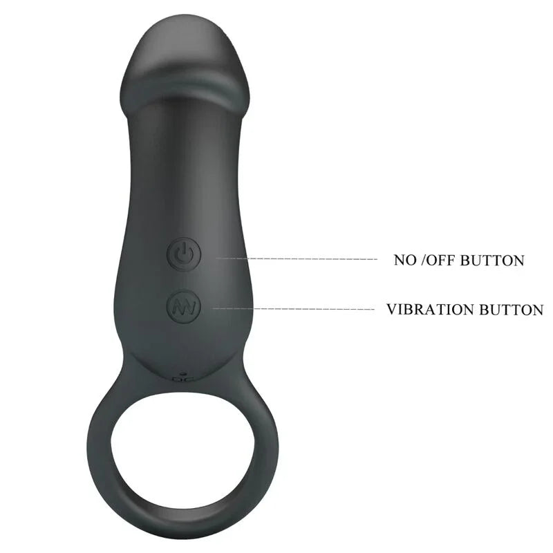 PRETTY LOVE - TRAE ANILLO VIBRADOR CON ESTIMULADOR NEGRO - Nuvica