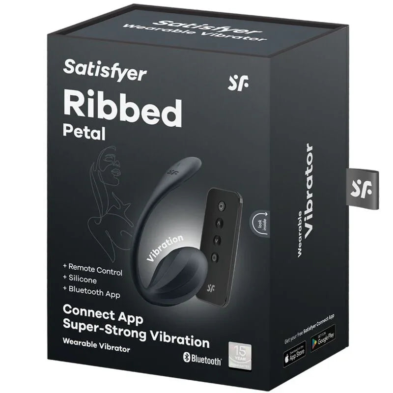 SATISFYER - RIBBED PETAL ESTIMULADOR PUNTO G CONTROL REMOTO NEGRO APP GRATUITA - Nuvica
