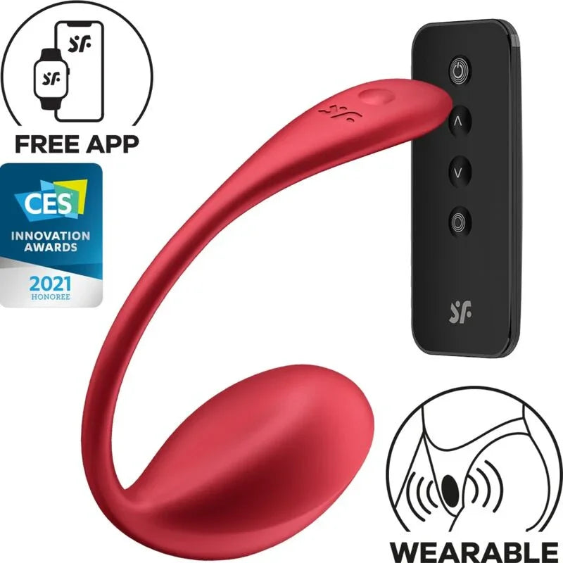 SATISFYER - SHINY PETAL ESTIMULADOR PUNTO G CONTROL REMOTO ROJO APP GRATUITA - Nuvica