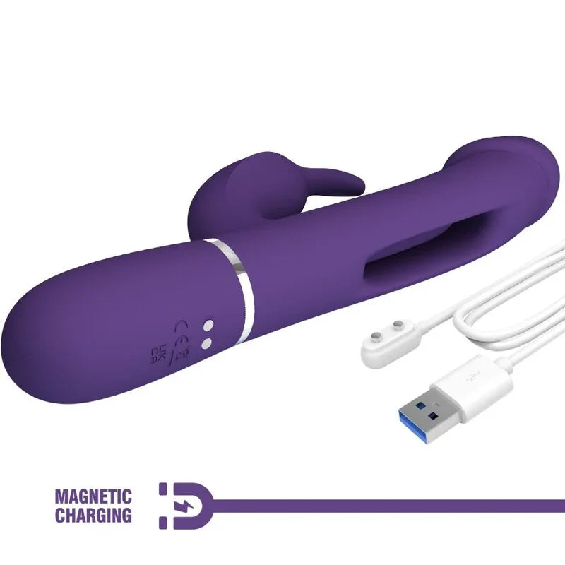 PRETTY LOVE - KAMPAS VIBRADOR RABBIT 3 EN 1 MULTIFUNCIÓN CON LENGUA VIOLETA - Nuvica