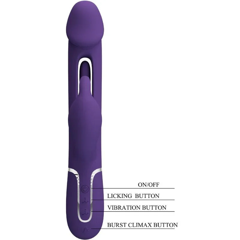 PRETTY LOVE - KAMPAS VIBRADOR RABBIT 3 EN 1 MULTIFUNCIÓN CON LENGUA VIOLETA - Nuvica