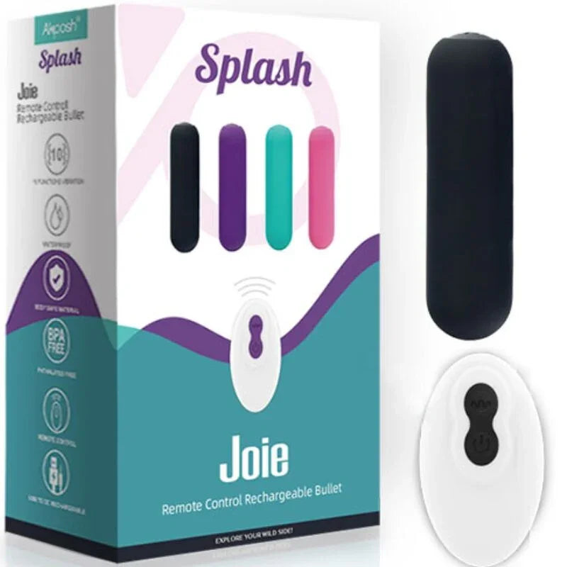 ARMONY - SPLASH JOIE BALA VIBRADORA SILICONA CONTROL REMOTO 10 VIBRACIONES 75 X 19 CM NEGRO - Nuvica