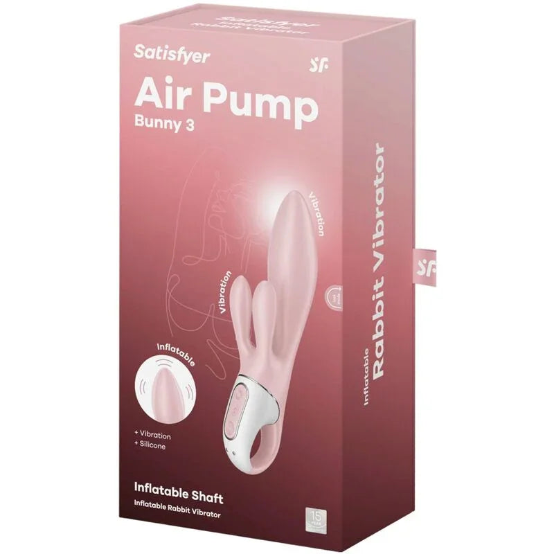 SATISFYER - AIR PUMP BUNNY 3 INFLABLE VIBRADOR RABBIT ROSA - Nuvica
