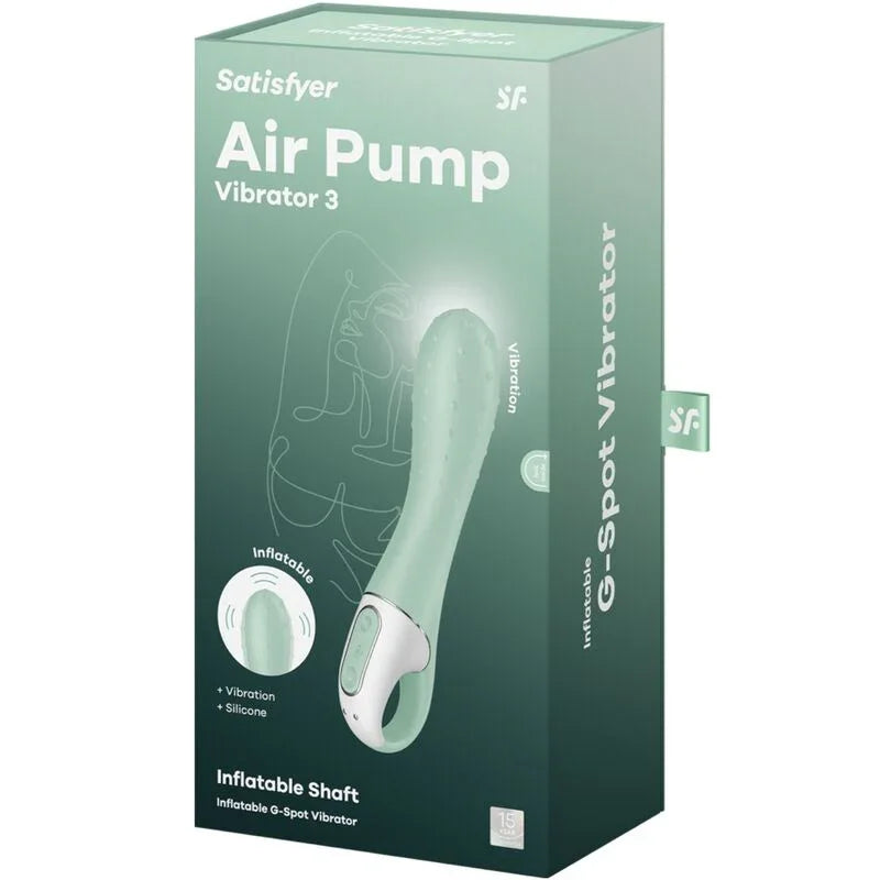 SATISFYER - AIR PUMP VIBRADOR 3 INFLABLE PUNTO G MENTA - Nuvica