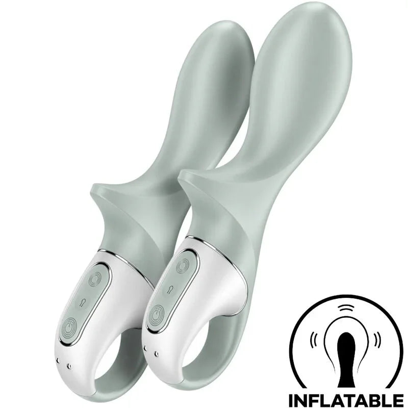 SATISFYER - AIR PUMP BOOTY 3 VIBRADOR ANAL INFLABLE VERDE GRIS - Nuvica