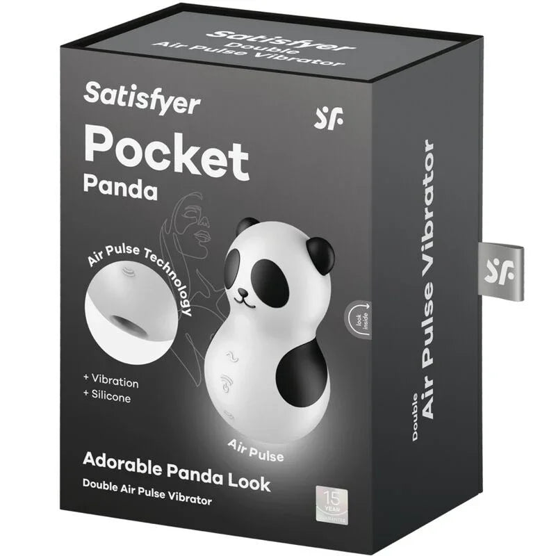 SATISFYER - POCKET PANDA ESTIMULADOR & VIBRADOR BLANCO Y NEGRO - Nuvica
