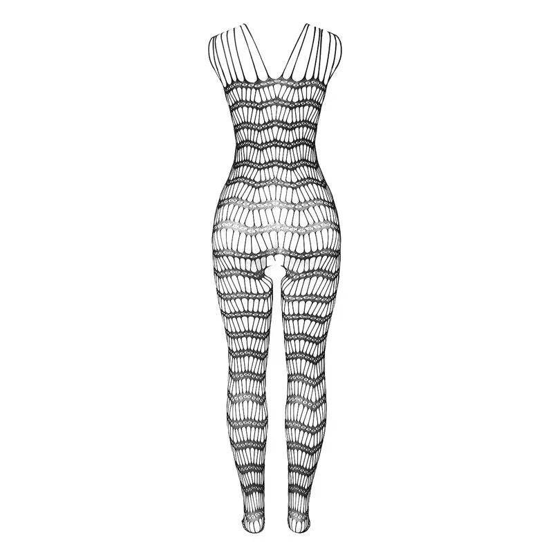 SUBBLIME - 951696 BODYSTOCKING CROTCHLESS DE REJILLA CON TIRAS EN HOMBROS NEGRO TALLA ÚNICA - Nuvica