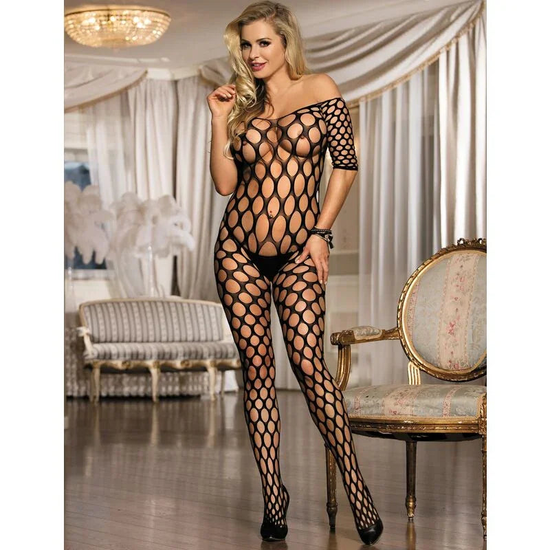 SUBBLIME - 951719 BODYSTOCKING DE REJILLA HOMBROS DESCUBIERTOS NEGRO TALLA ÚNICA - Nuvica