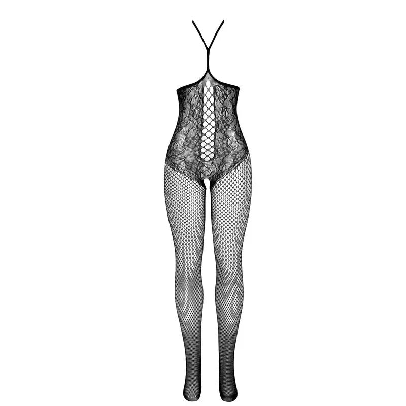 SUBBLIME - 951849 BODYSTOCKING DE REJILLA COPA ABIERTA Y CUELLO HALTER NEGRO TALLA ÚNICA - Nuvica