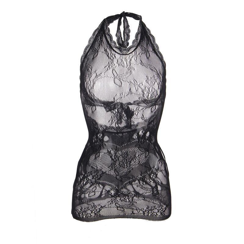 SUBBLIME - 952075 VESTIDO CORTO DE REJILLA CON ESPALDA DESCUBIERTA Y DETALLE DE CORAZÓN NEGRO TALLA ÚNICA - Nuvica