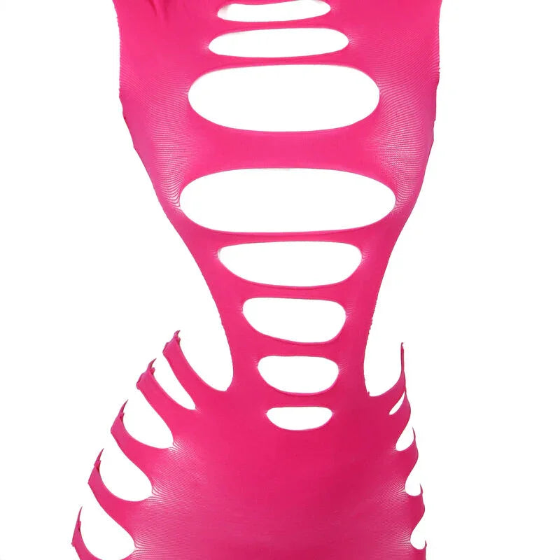 SUBBLIME - 952273 VESTIDO DE REJILLA ELÁSTICO MANGA LARGA ROSA TALLA ÚNICA - Nuvica