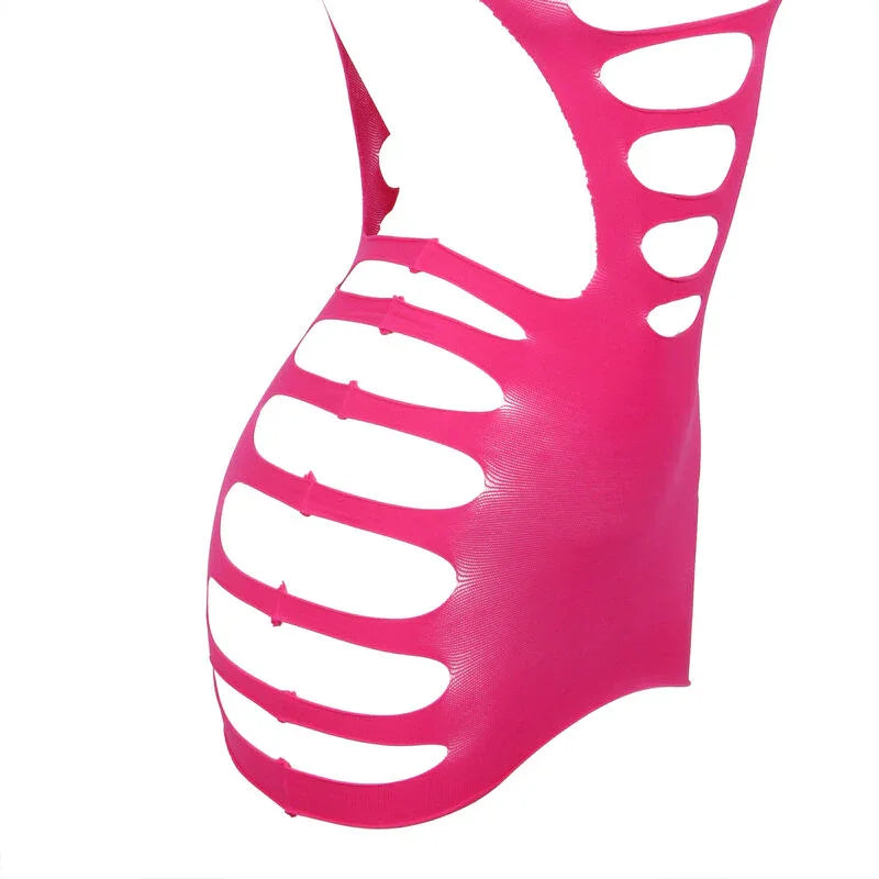 SUBBLIME - 952273 VESTIDO DE REJILLA ELÁSTICO MANGA LARGA ROSA TALLA ÚNICA - Nuvica
