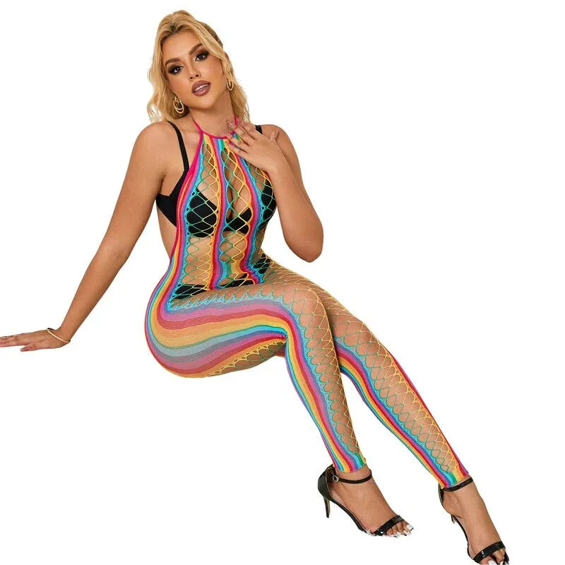 SUBBLIME - 952358 VESTIDO DE REJILLA CUELLO HALTER ARCOIRIS TALLA ÚNICA - Nuvica