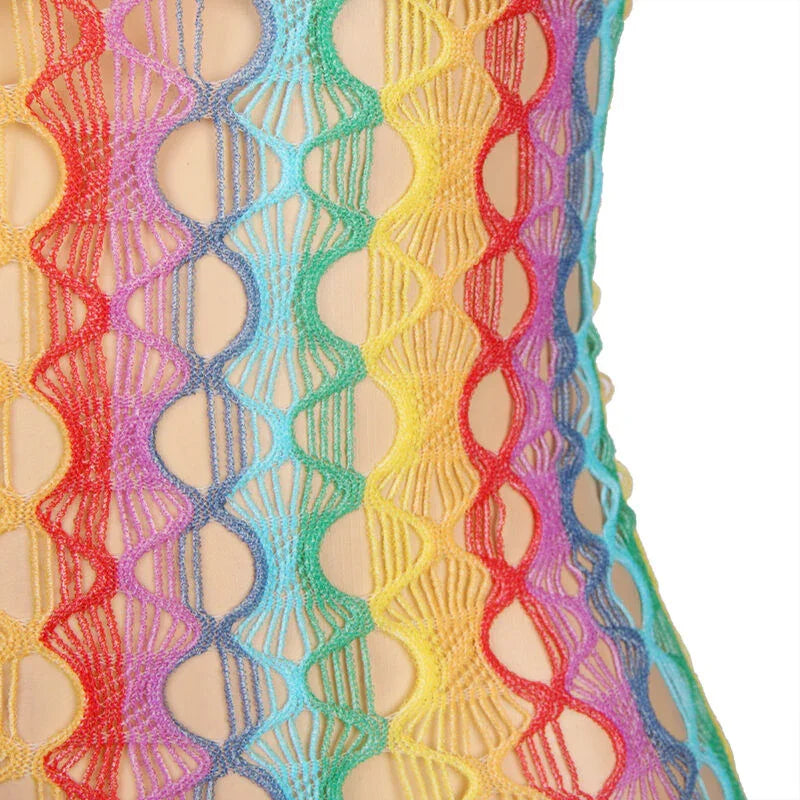 SUBBLIME - 952365 VESTIDO DE REJILLA HOMBROS DESCUBIERTOS ARCOIRIS TALLA ÚNICA - Nuvica