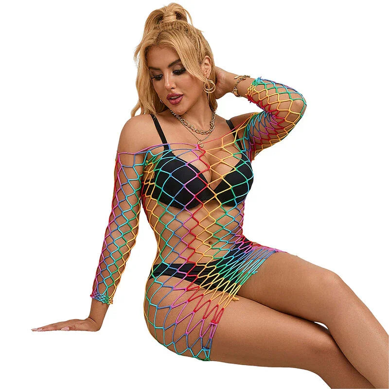 SUBBLIME - 952426 VESTIDO DE REJILLA MANGA LARGA ARCOIRIS TALLA ÚNICA - Nuvica