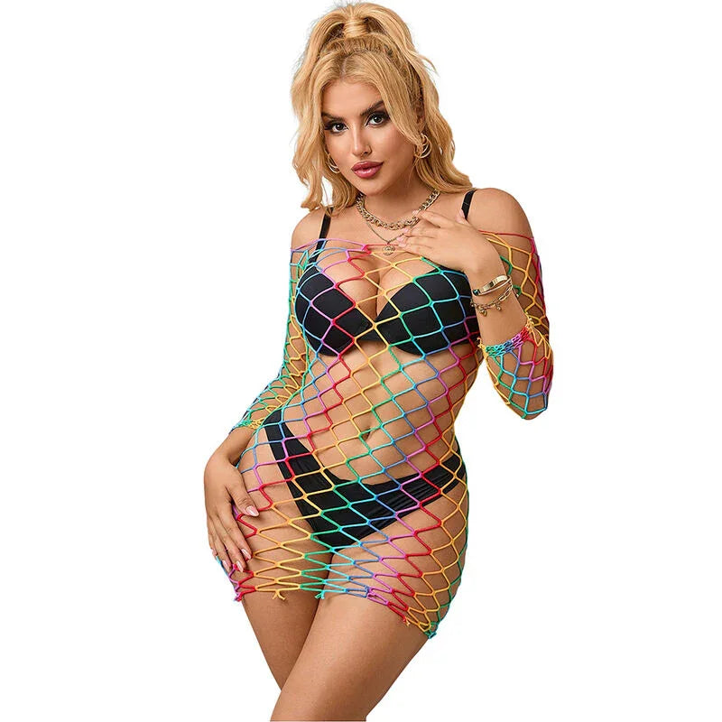 SUBBLIME - 952426 VESTIDO DE REJILLA MANGA LARGA ARCOIRIS TALLA ÚNICA - Nuvica