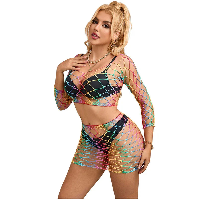 SUBBLIME - 952440 SET DE REJILLA 2 PIEZAS MANGA LARGA ARCOIRIS TALLA ÚNICA - Nuvica