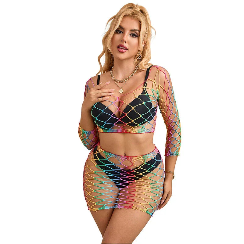 SUBBLIME - 952440 SET DE REJILLA 2 PIEZAS MANGA LARGA ARCOIRIS TALLA ÚNICA - Nuvica