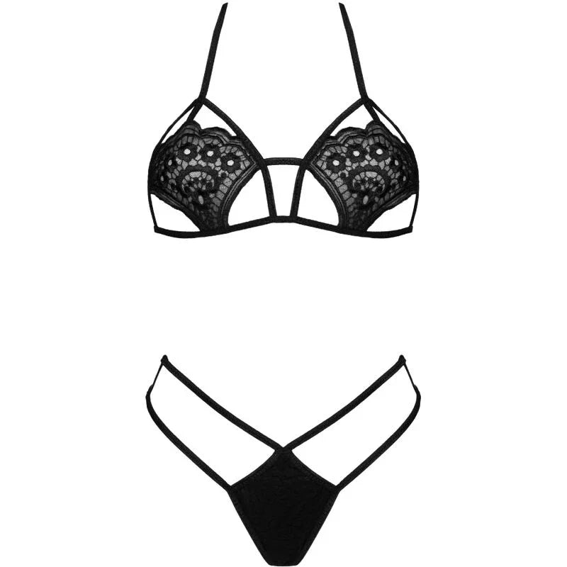 LIVCO CORSETTI FASHION - JIMENA LC 20216 SUJETADOR + TANGA NEGRO TALLA ÚNICA - Nuvica