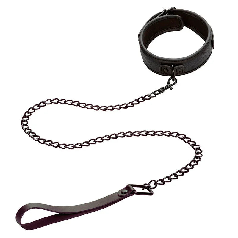 CALEXOTICS - NOCTURNAL COLLAR Y CORREA CUERO AJUSTABLE NEGRO - Nuvica