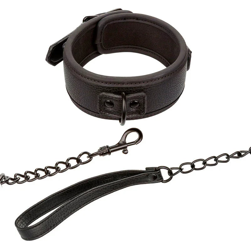 CALEXOTICS - NOCTURNAL COLLAR Y CORREA CUERO AJUSTABLE NEGRO - Nuvica