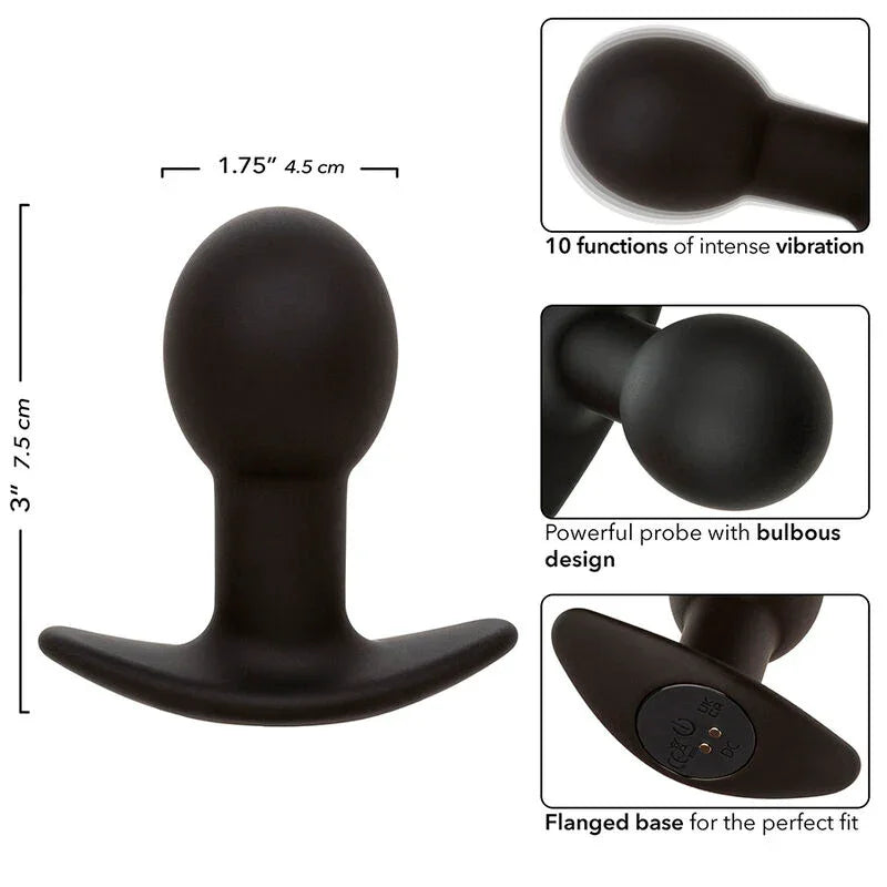 CALEXOTICS - ROCK BOTTOM PLUG ANAL 10 VIBRACIONES SILICONA NEGRO - Nuvica