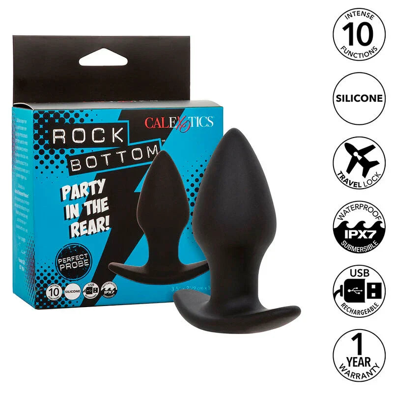 CALEXOTICS - ROCK BOTTOM PERFECT PLUG ANAL 10 VIBRACIONES SILICONA NEGRO - Nuvica