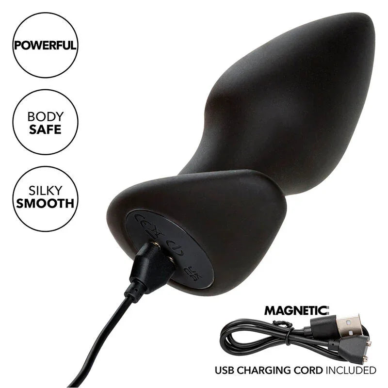 CALEXOTICS - ROCK BOTTOM PERFECT PLUG ANAL 10 VIBRACIONES SILICONA NEGRO - Nuvica