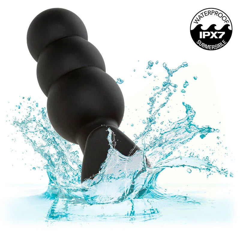 CALEXOTICS - ROCK BOTTOM PLUG ANAL CON CUENTAS 10 VIBRACIONES SILICONA NEGRO - Nuvica