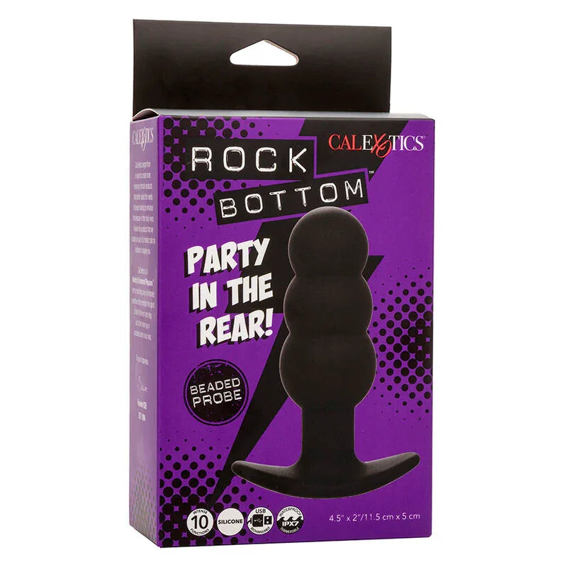 CALEXOTICS - ROCK BOTTOM PLUG ANAL CON CUENTAS 10 VIBRACIONES SILICONA NEGRO - Nuvica