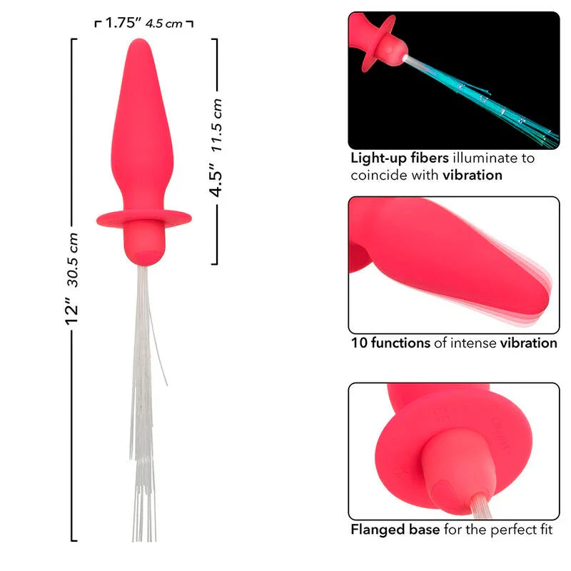CALEXOTICS - SOUTHERN LIGHTS LIGHT UP PLUG ANAL CON LUCES 10 VIBRACIONES SILICONA ROSA - Nuvica