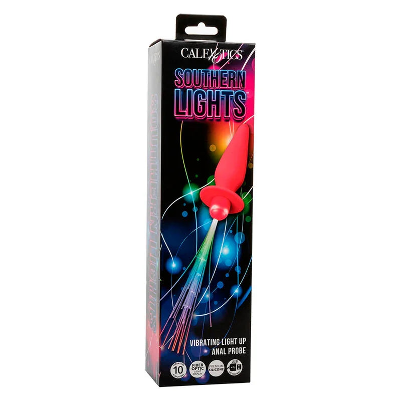 CALEXOTICS - SOUTHERN LIGHTS LIGHT UP PLUG ANAL CON LUCES 10 VIBRACIONES SILICONA ROSA - Nuvica
