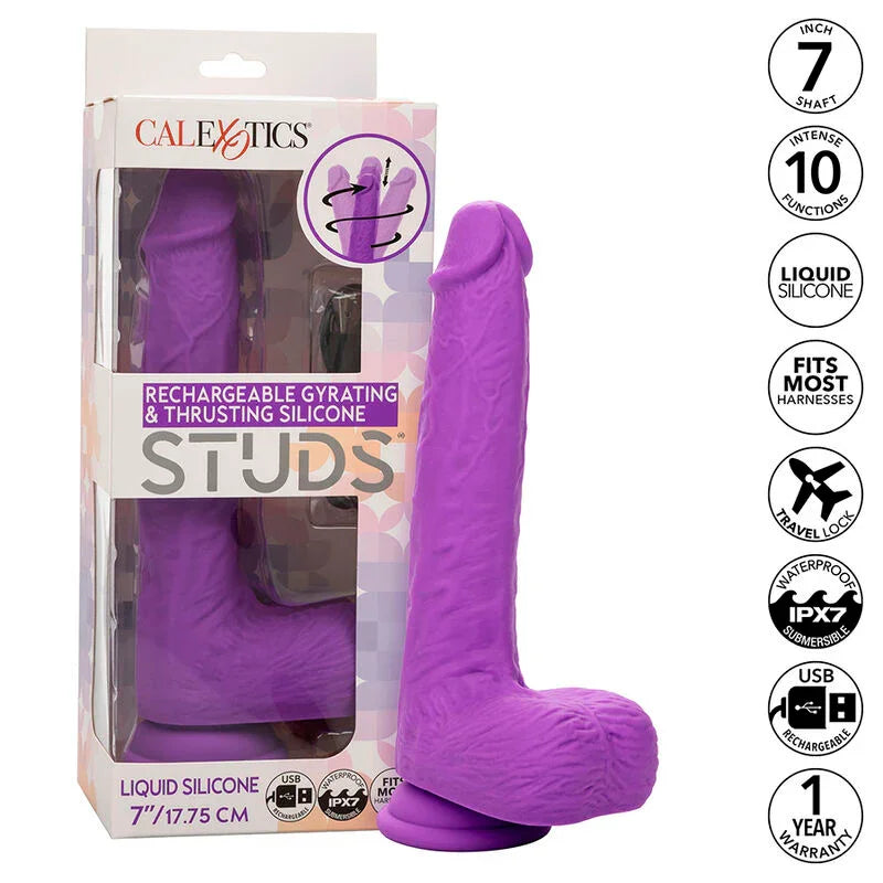 CALEXOTICS - STUDS VIBRADOR RECARGABLE Y GIRATORIO 10 VIBRACIONES VIOLETA - Nuvica