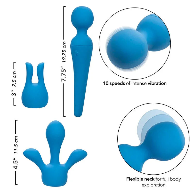 CALEXOTICS - COUTURE KIT VIBRADOR WAND 10 VIBRACIONES AZUL - Nuvica