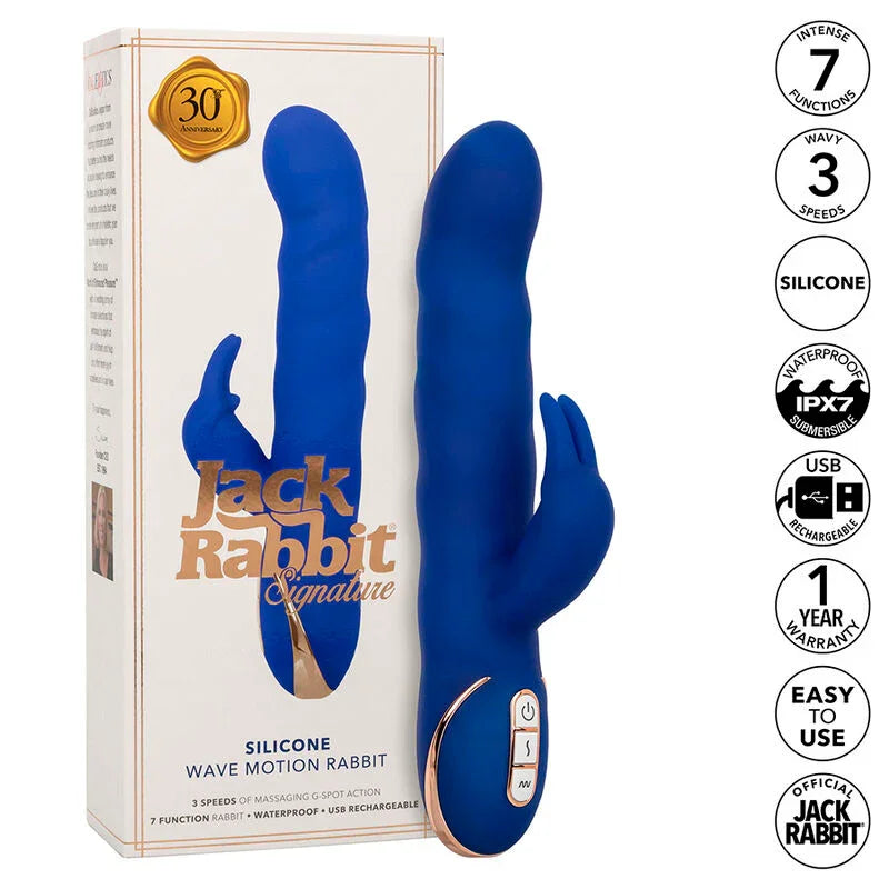 CALEXOTICS - JACK VIBRADOR RABBIT MOVIMIENTO DE ONDAS AZUL - Nuvica