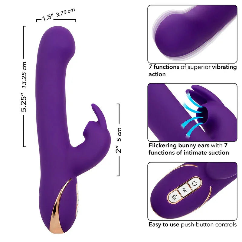 CALEXOTICS - JACK VIBRADOR RABBIT Y ESTIMULADOR 7 NIVELES DE VIBRACIÓN Y ONDAS ESTIMULADORAS AZUL - Nuvica