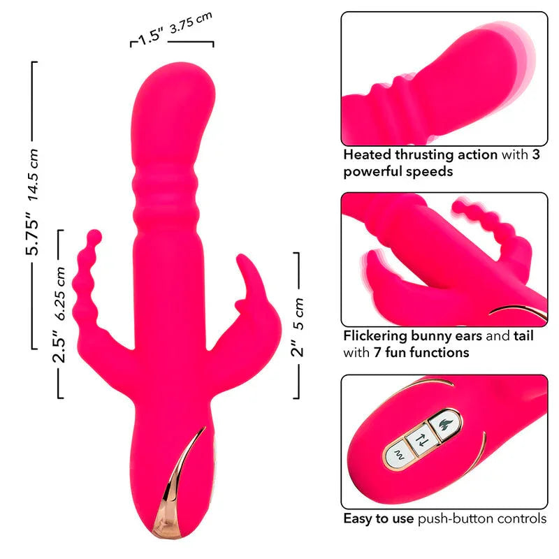 CALEXOTICS - JACK FANTASY TRIPLE VIBRADOR CALENTABLE RABBIT ROSA - Nuvica