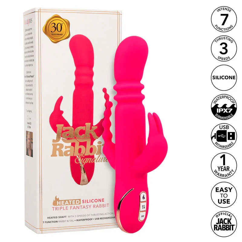 CALEXOTICS - JACK FANTASY TRIPLE VIBRADOR CALENTABLE RABBIT ROSA - Nuvica