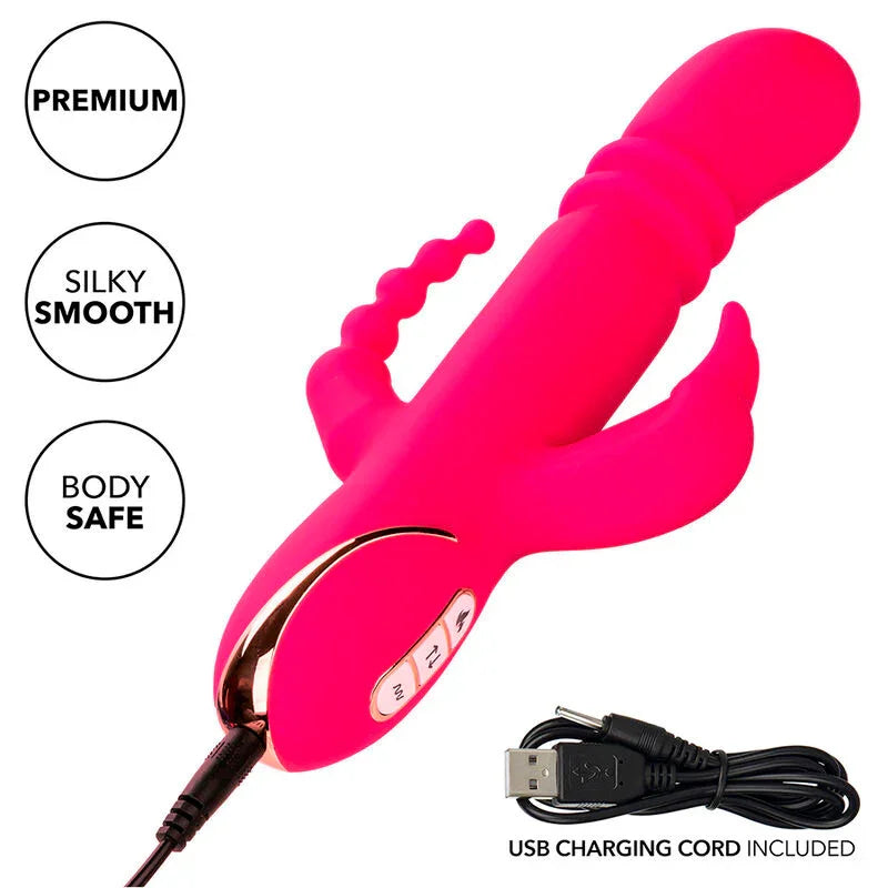 CALEXOTICS - JACK FANTASY TRIPLE VIBRADOR CALENTABLE RABBIT ROSA - Nuvica