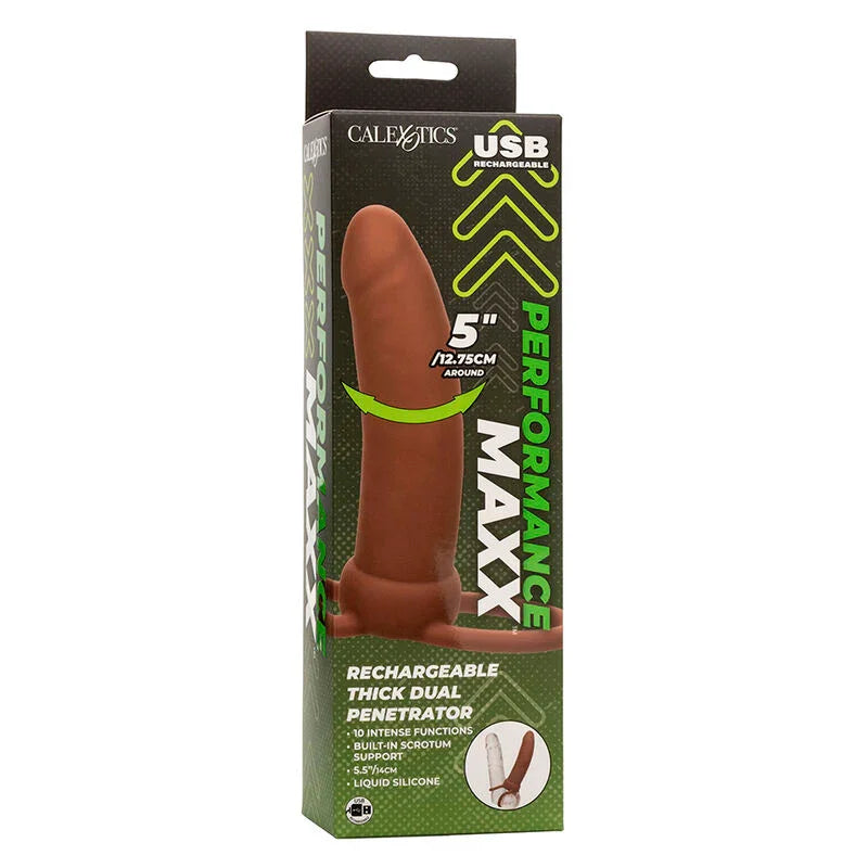 CALEXOTICS - MAXX DOBLE PENETRADOR GRUESO 10 VIBRACIONES MULATO - Nuvica