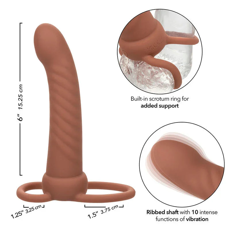 CALEXOTICS - MAXX DOBLE PENETRADOR ACANALADO 10 VIBRACIONES MULATO - Nuvica