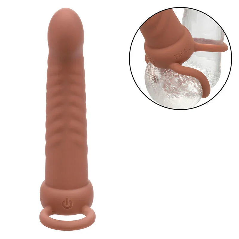 CALEXOTICS - MAXX DOBLE PENETRADOR ACANALADO 10 VIBRACIONES MULATO - Nuvica