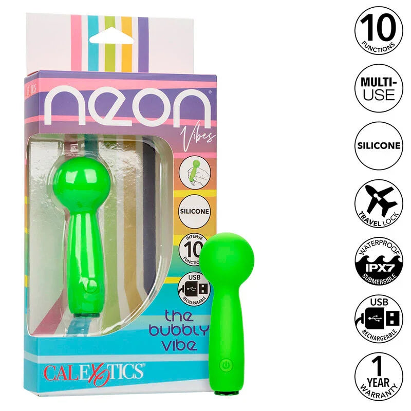 CALEXOTICS - NEON VIBES THE BUBBLY VIBE MINI MASAJEADOR 10 VIBRACIONES VERDE - Nuvica