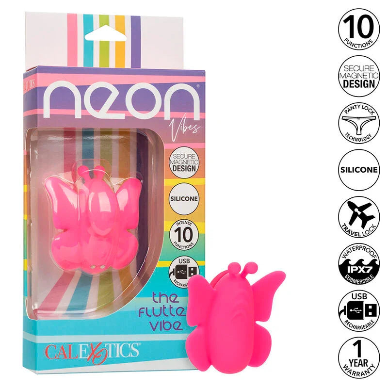 CALEXOTICS - NEON VIBES THE FLUTTER VIBE ESTIMULADOR 10 VIBRACIONES ROSA - Nuvica
